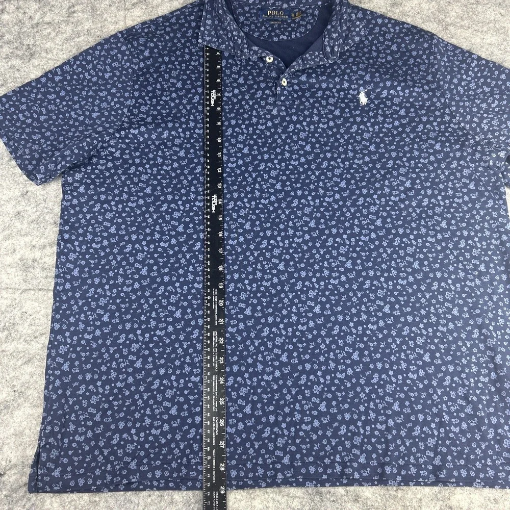 Polo Ralph Lauren‎ Mens XL Blue Floral Pattern AOP Short Sleeve Polo Shirt
